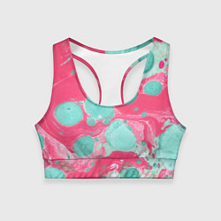 Женский спортивный топ Watercolor: Pink & Turquoise