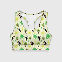 Топик спортивный женский Тропические туканы, цвет: 3D-принт