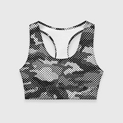 Топик спортивный женский Черный камуфляж, цвет: 3D-принт