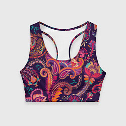 Женский спортивный топ Орнамент пейсли - розовый