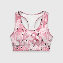 Топик спортивный женский Розовый фламинго, цвет: 3D-принт