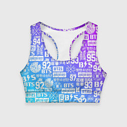 Топик спортивный женский BTS Logos, цвет: 3D-принт