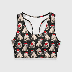 Топик спортивный женский Новогодние мопсы, цвет: 3D-принт