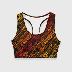 Топик спортивный женский Музыкальные бренды, цвет: 3D-принт