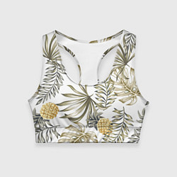 Топик спортивный женский Тропики хаки, цвет: 3D-принт