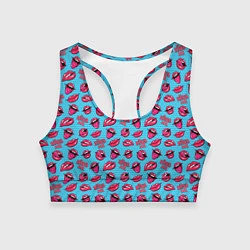 Топик спортивный женский Губы Поп-арт, цвет: 3D-принт