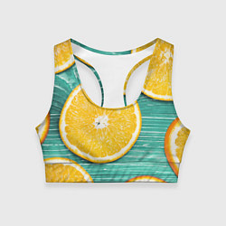 Топик спортивный женский Апельсины, цвет: 3D-принт