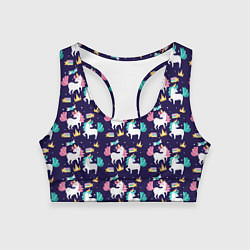 Топик спортивный женский Unicorn pattern, цвет: 3D-принт