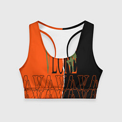 Топик спортивный женский V lone orange dark logo, цвет: 3D-принт