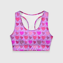 Топик спортивный женский Розовые сердечки, цвет: 3D-принт