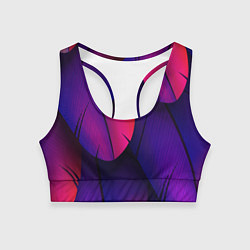 Топик спортивный женский Фиолетовые Перья, цвет: 3D-принт