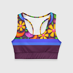 Топик спортивный женский Мультяшные Цветы, цвет: 3D-принт