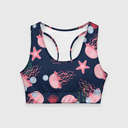 Топик спортивный женский Розовые медузы, цвет: 3D-принт