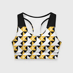 Топик спортивный женский Черно-желтый геометрический, цвет: 3D-принт