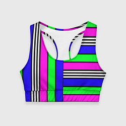 Топик спортивный женский Полосатый яркий летний узор, цвет: 3D-принт