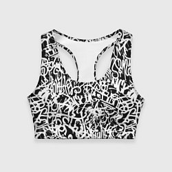 Женский спортивный топ Graffiti white on black