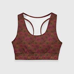 Топик спортивный женский Цветочный коричневый ретро, цвет: 3D-принт