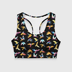 Топик спортивный женский Акварельные птица, цвет: 3D-принт