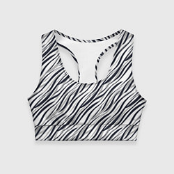 Топик спортивный женский Черно-белый полосатый тигровый, цвет: 3D-принт