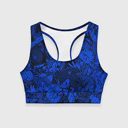 Топик спортивный женский SONIC BLUE PATTERN СИНИЙ ЁЖ, цвет: 3D-принт