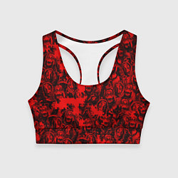 Топик спортивный женский LA CASA DE PAPEL RED CODE PATTERN, цвет: 3D-принт
