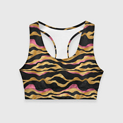 Топик спортивный женский Тигровый окрас Gold Pink, цвет: 3D-принт