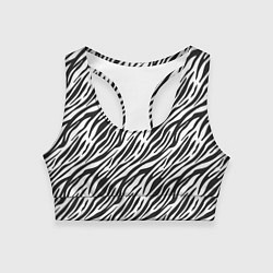 Топик спортивный женский Чёрно-Белые полоски Зебры, цвет: 3D-принт