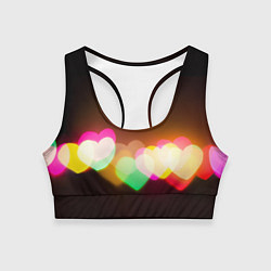 Топик спортивный женский Горящие сердца всех цветов радуги, цвет: 3D-принт