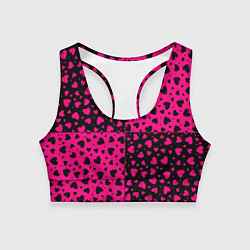Топик спортивный женский Черно-Розовые сердца, цвет: 3D-принт