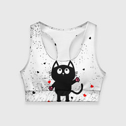 Топик спортивный женский Влюблённый котик Cat Love, цвет: 3D-принт
