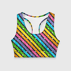 Топик спортивный женский Радужные полосы микс, цвет: 3D-принт