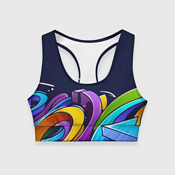 Топик спортивный женский Цветное граффити, цвет: 3D-принт