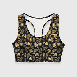 Топик спортивный женский Золотые листья паттерн и текстуры, цвет: 3D-принт