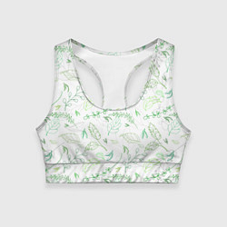 Топик спортивный женский Хаос из зелёных веток и листьев, цвет: 3D-принт