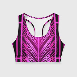 Топик спортивный женский Неоновая абстракция Розовый светящийся узор на тем, цвет: 3D-принт