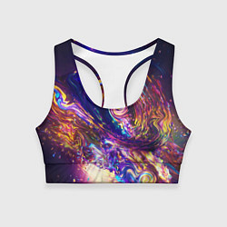 Топик спортивный женский Neon space pattern 3022, цвет: 3D-принт
