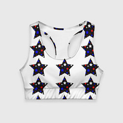 Женский спортивный топ Звёзды в цветах флага России