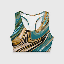 Топик спортивный женский Маскировочный мраморный принт, цвет: 3D-принт