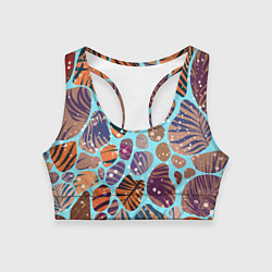 Топик спортивный женский Разноцветные камушки, цветной песок, пальмовые лис, цвет: 3D-принт
