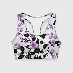 Топик спортивный женский Распустившиеся фиолетовые цветы, цвет: 3D-принт