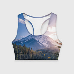 Топик спортивный женский Горы Лес Солнце, цвет: 3D-принт
