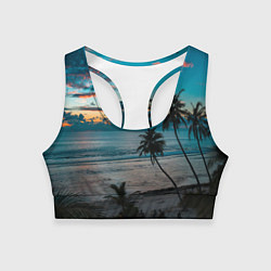 Топик спортивный женский Вечерний остров, цвет: 3D-принт