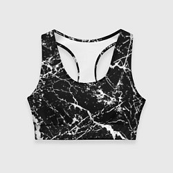 Женский спортивный топ Текстура чёрного мрамора Texture of black marble
