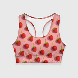 Топик спортивный женский Strawberry Pattern, цвет: 3D-принт