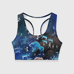 Топик спортивный женский Альтернативная Альтамира синяя, цвет: 3D-принт