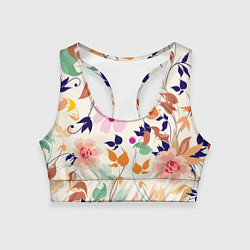 Топик спортивный женский Summer floral pattern, цвет: 3D-принт