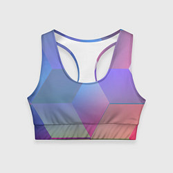 Топик спортивный женский Крупные квадраты, цвет: 3D-принт