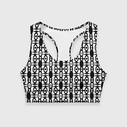 Топик спортивный женский Черно-белый современный узор, цвет: 3D-принт