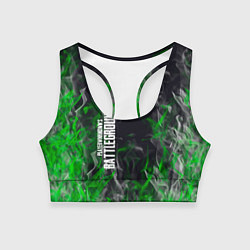 Топик спортивный женский Pubg - зелёное пламя, цвет: 3D-принт