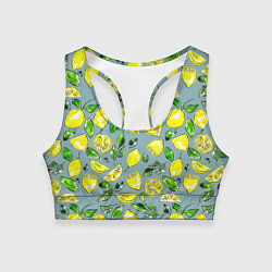Топик спортивный женский Порезанные лимоны - паттерн, цвет: 3D-принт